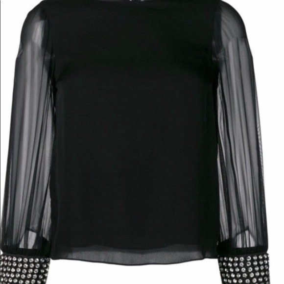 Alice + Olivia Black Blouse with Sheer Sleeves - Picture 5 of 5
